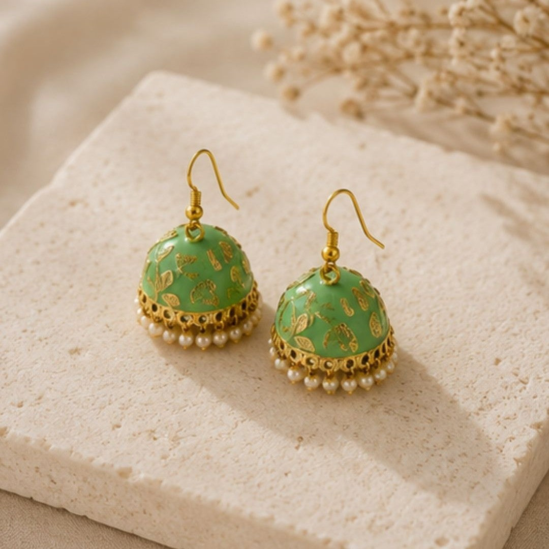 Gold Plated Pearl Jhumki Earrings