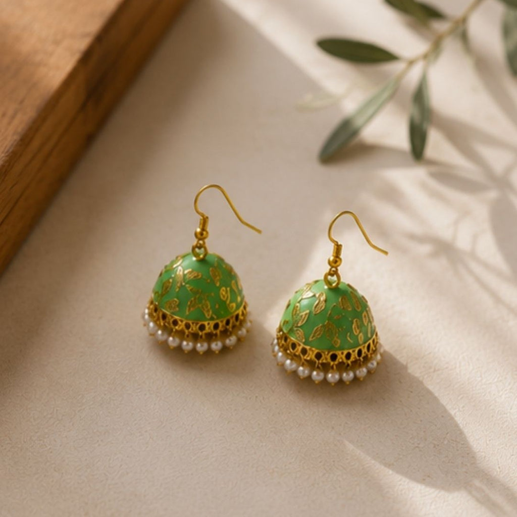 Gold Plated Pearl Jhumki Earrings