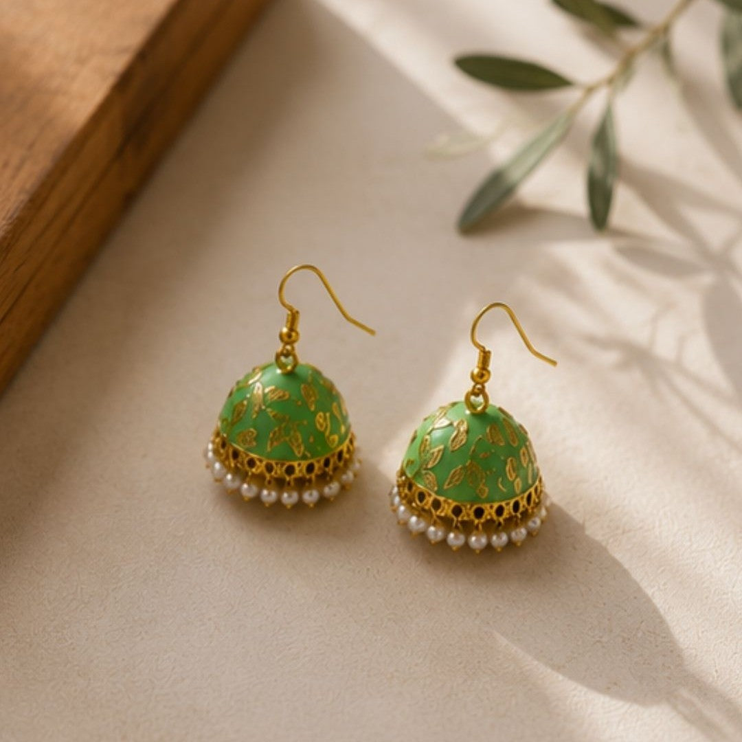 Gold Plated Pearl Jhumki Earrings