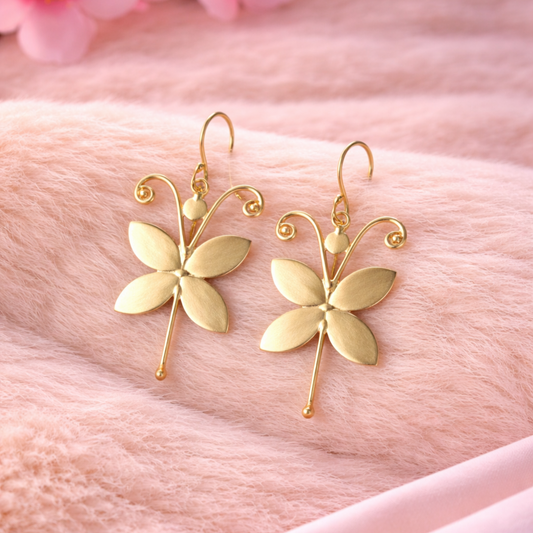 Gold-Plated Butterfly Hook Earrings