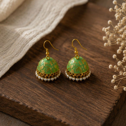 Gold Plated Pearl Jhumki Earrings