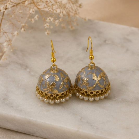 Gold Plated Pearl Jhumki Earrings