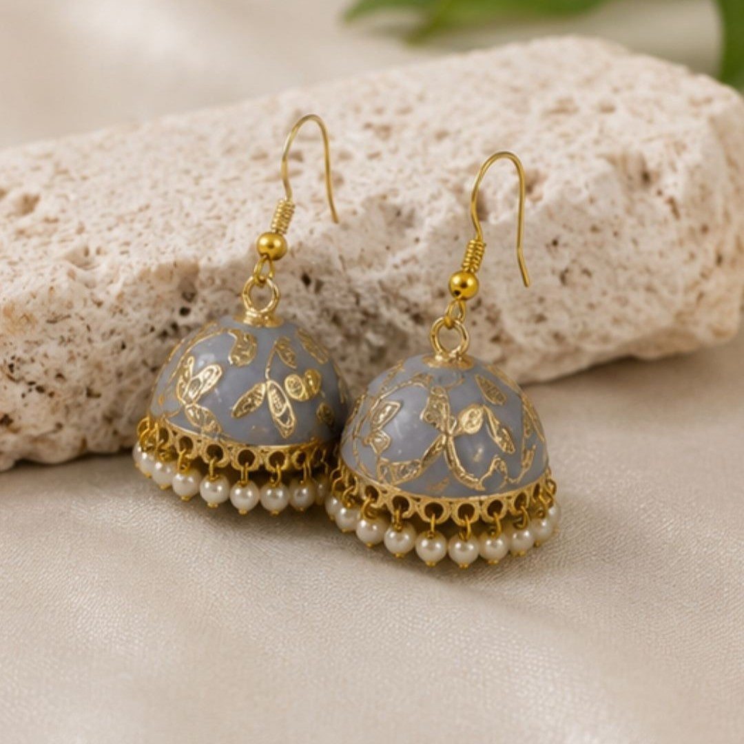 Gold Plated Pearl Jhumki Earrings
