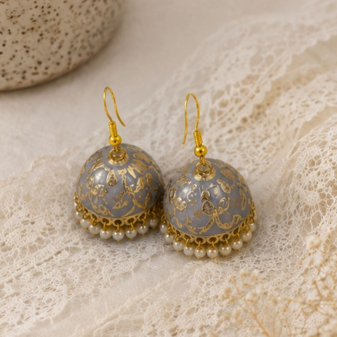Gold Plated Pearl Jhumki Earrings