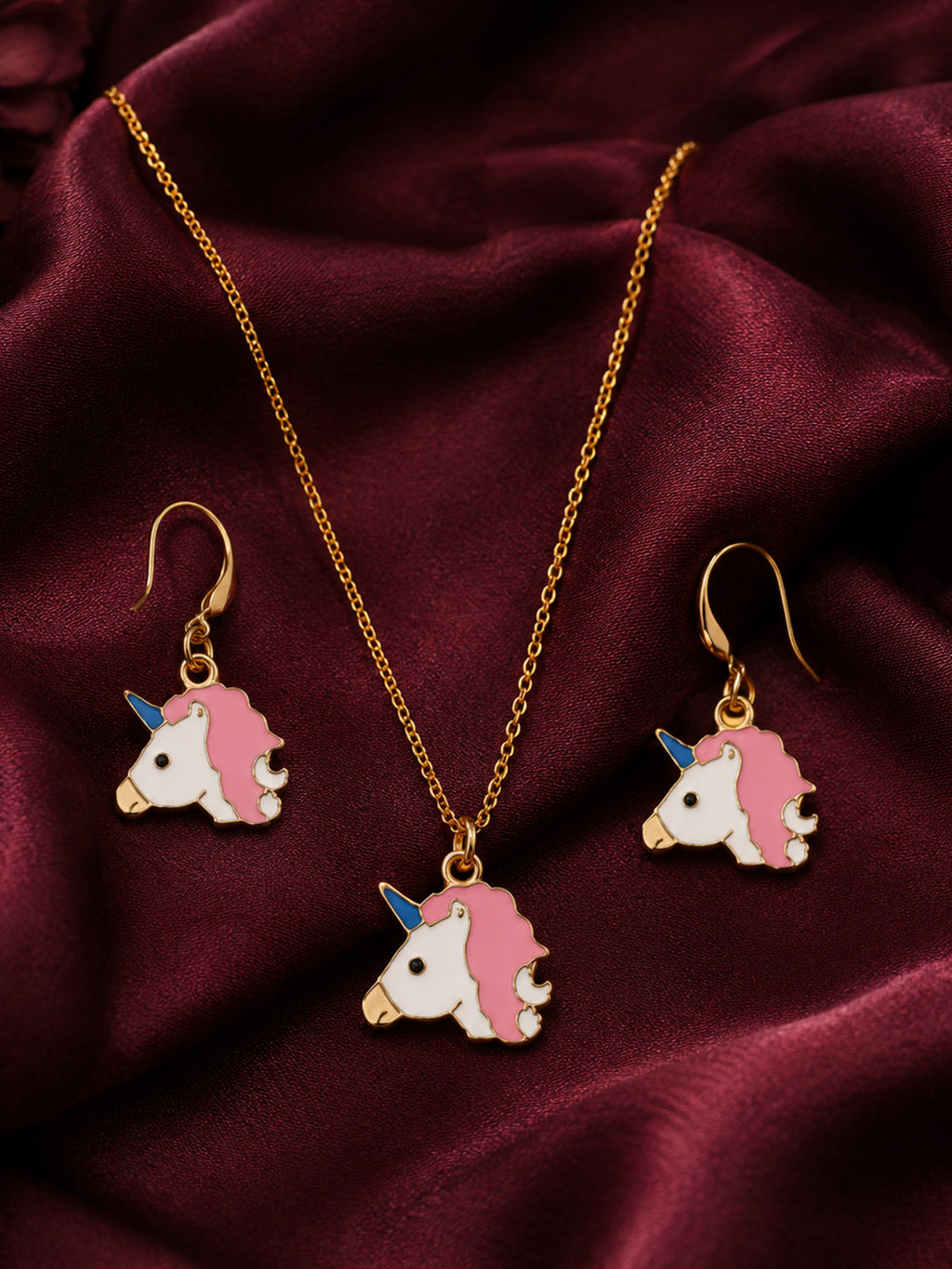 Gold-Plated Unicorn Pendant Set