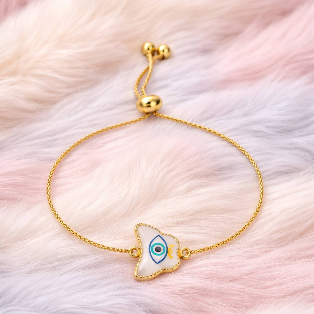 Butterfly Evil Eye Gold-Plated Bracelet