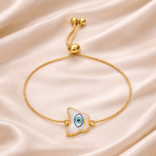 Butterfly Evil Eye Gold-Plated Bracelet