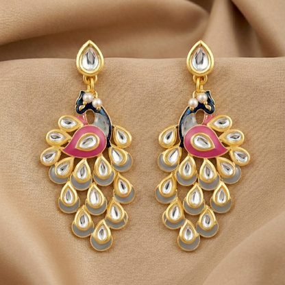 Gold Plated Peacock Earrings