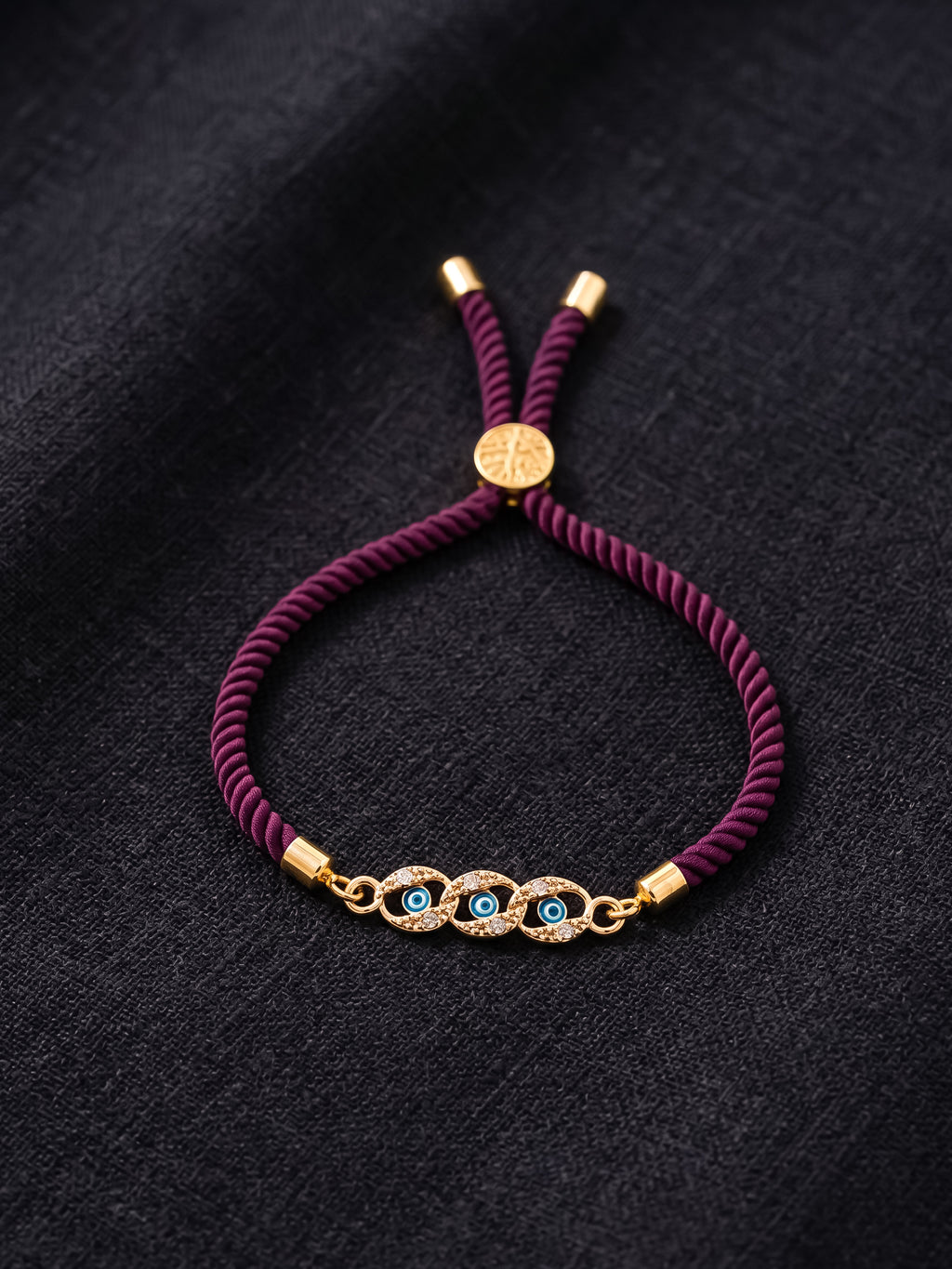 Adjustable Gold-Plated Evil Eye Bracelet