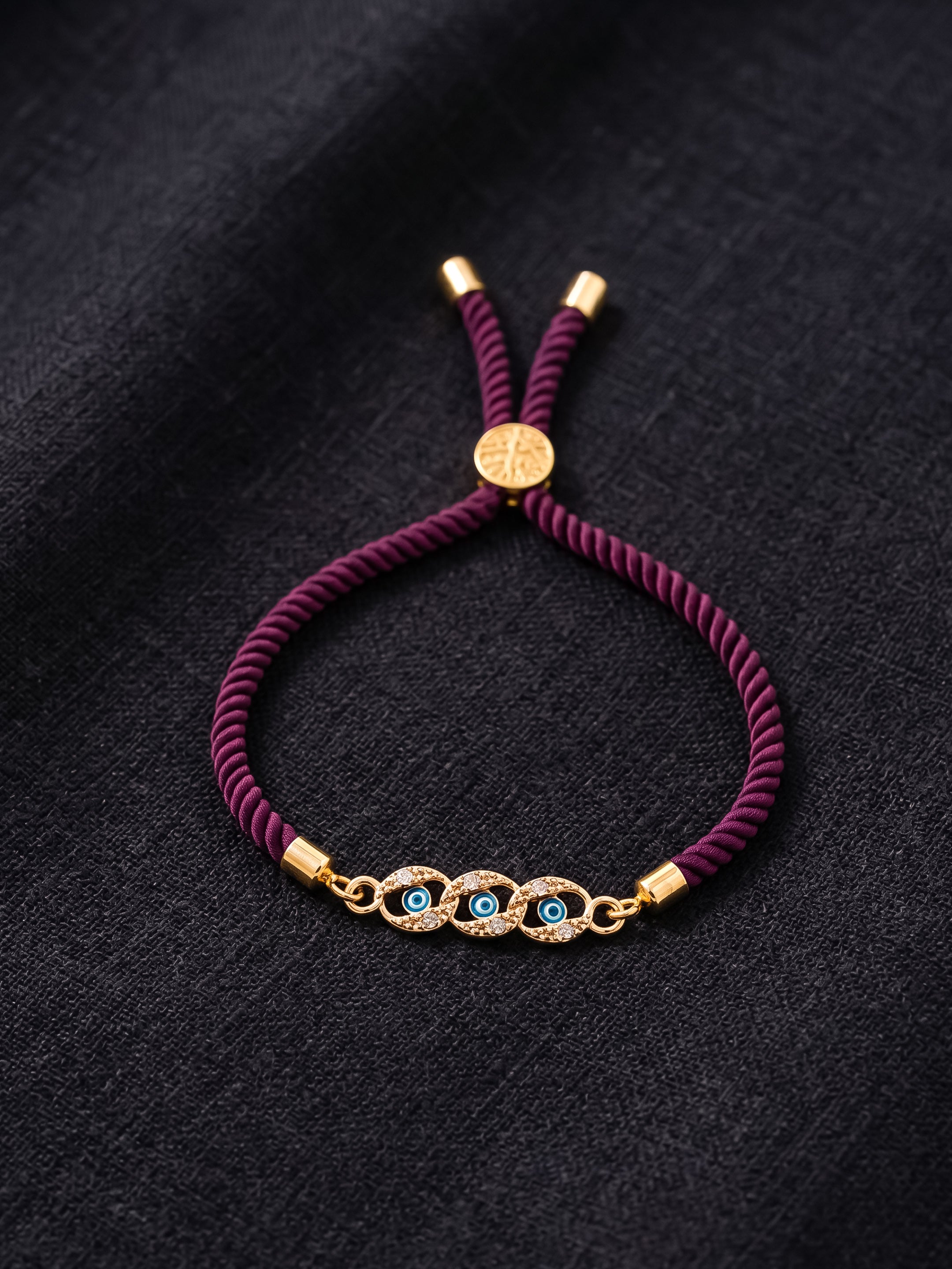 Adjustable Gold-Plated Evil Eye Bracelet