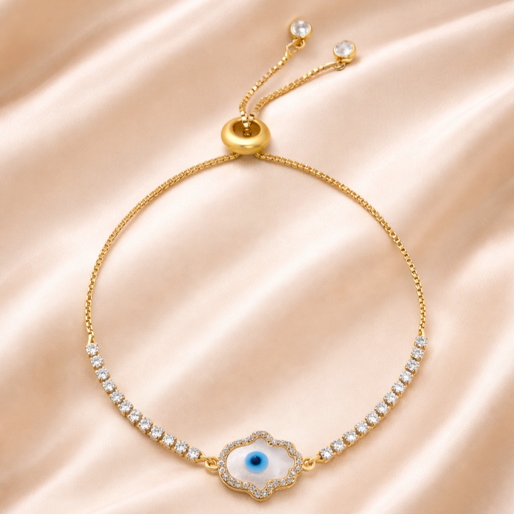 Gold Plated Evil Eye Hamsa Bracelet