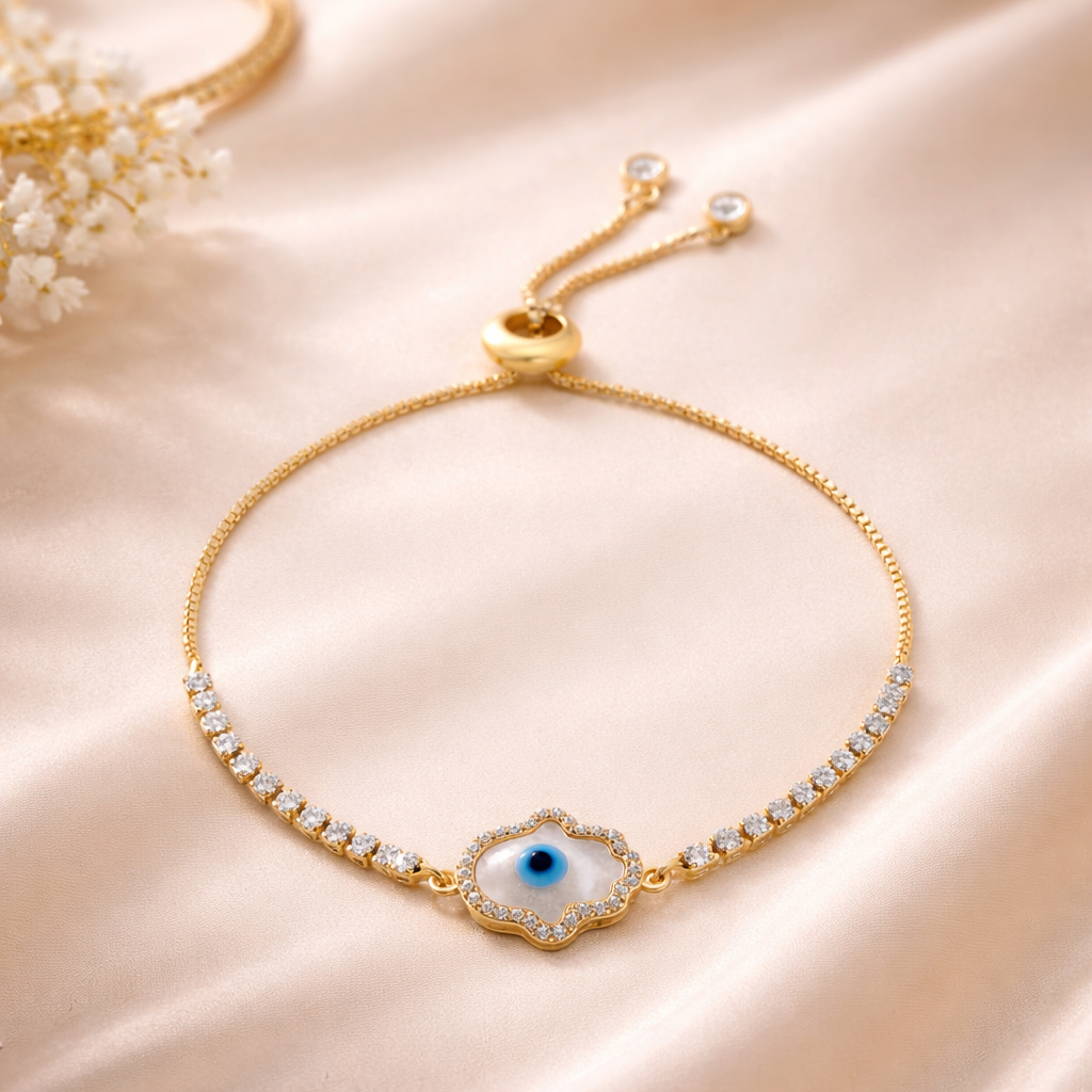 Gold Plated Evil Eye Hamsa Bracelet
