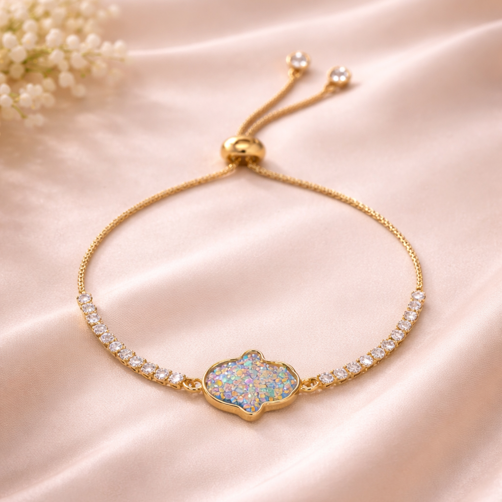 Dazzling Gold-Plated Hamsa Bracelet