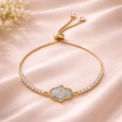 Dazzling Gold-Plated Hamsa Bracelet