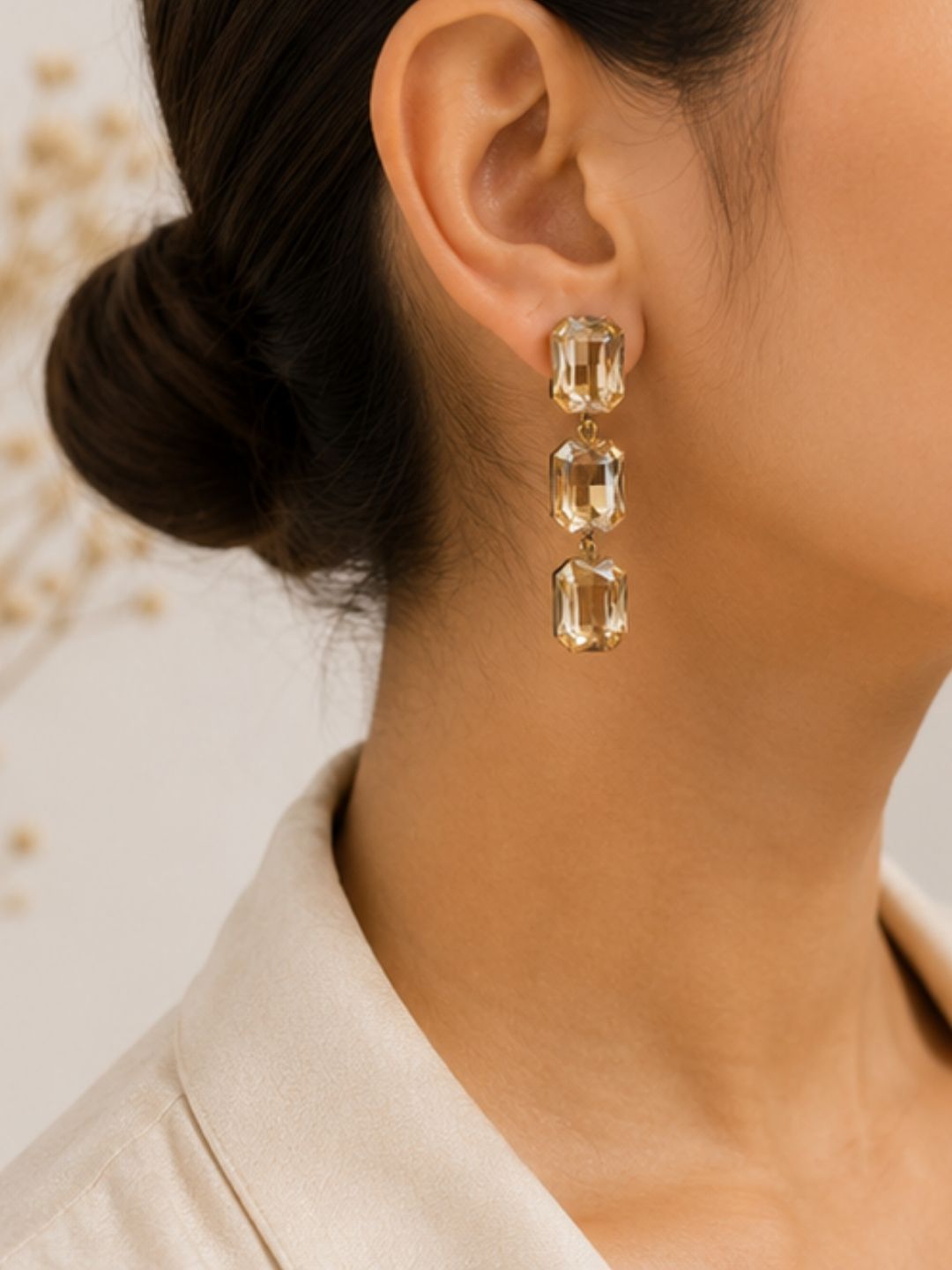 Gold Plated Kundan Drop Earrings
