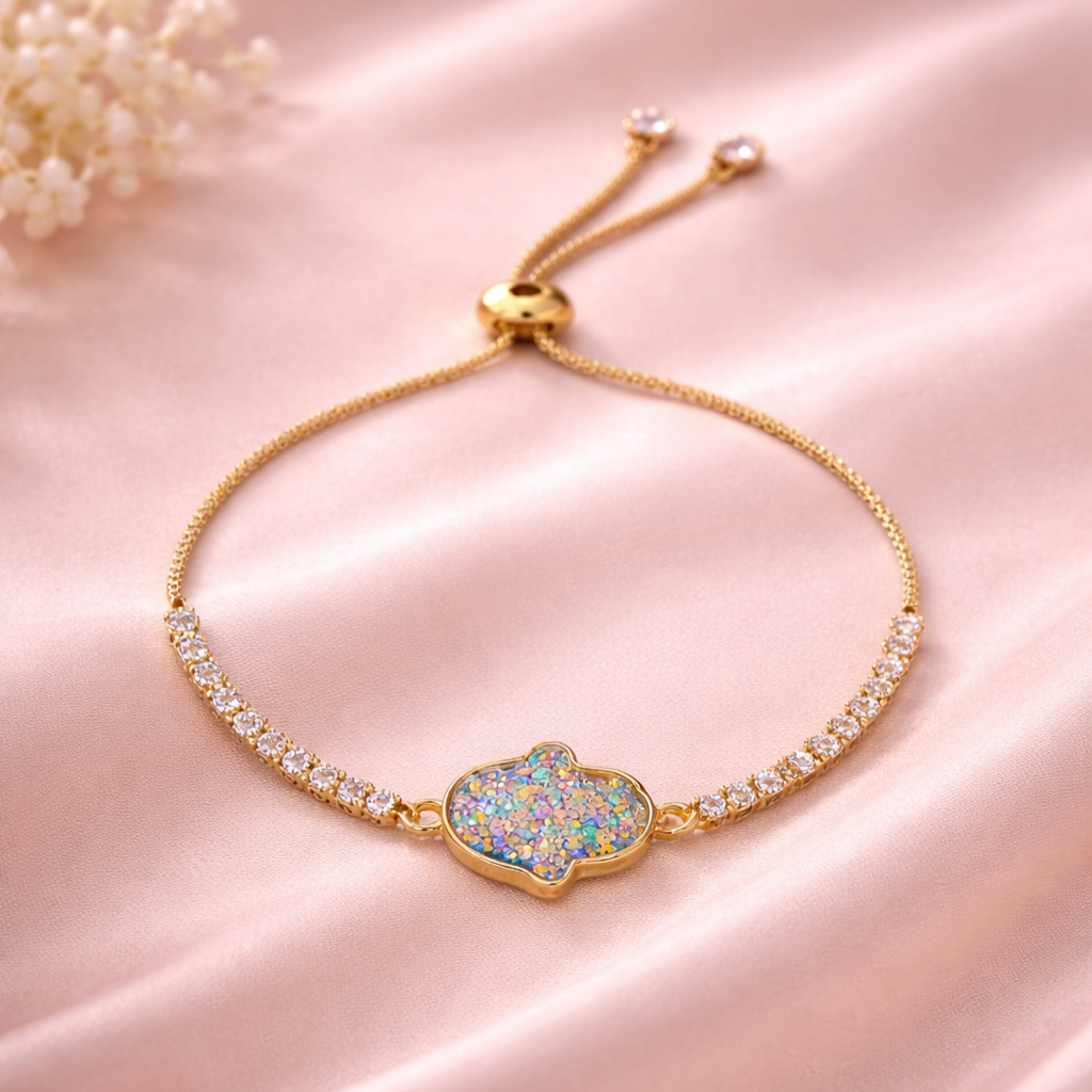 Dazzling Gold-Plated Hamsa Bracelet
