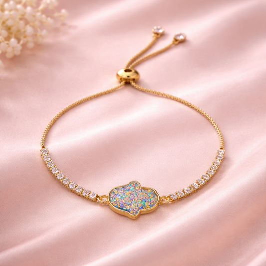 Dazzling Gold-Plated Hamsa Bracelet