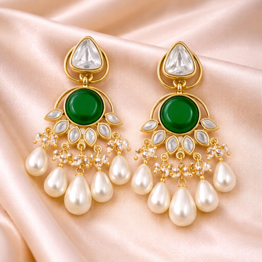 Gold Plated Emerald Earrings