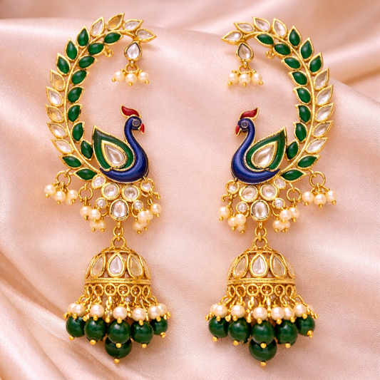 Gold Plated Peacock Earrings