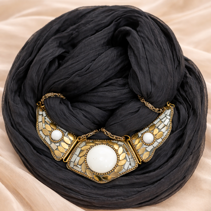 Georgette Scarf With Indian Jewelry