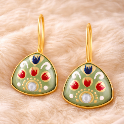 Gold Plated Hand-Painted Earrings