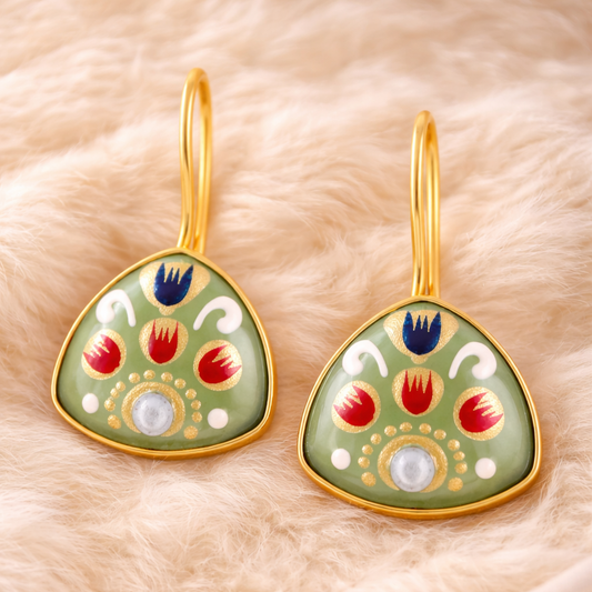 Gold Plated Hand-Painted Earrings