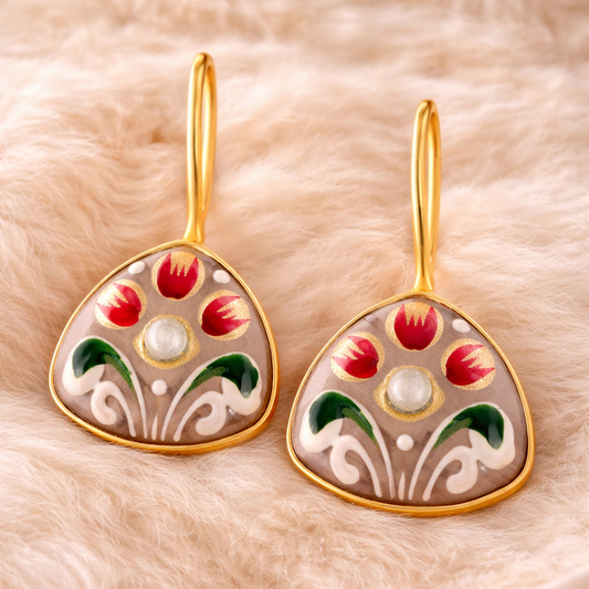 Gold Plated Hand-Painted Earrings