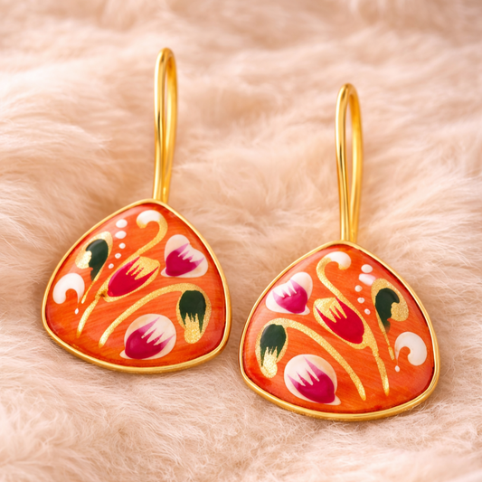 Gold Plated Hand-Painted Earrings