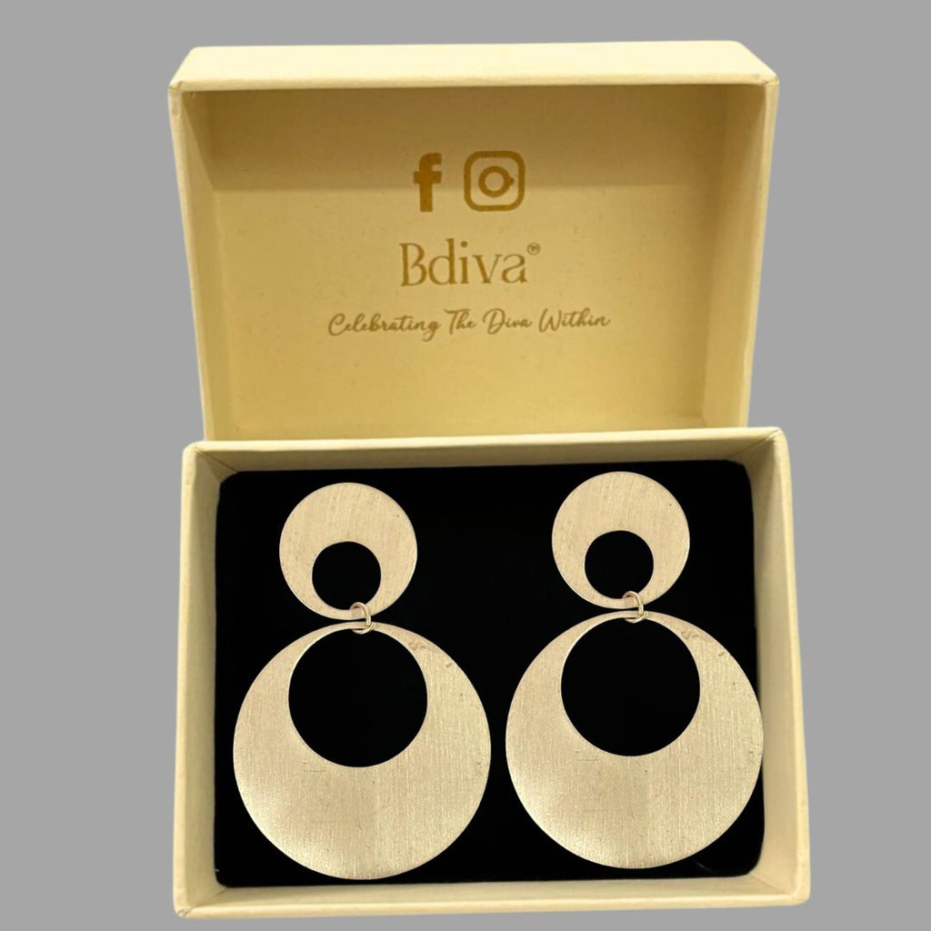 Gold Plated Double Round Earrings