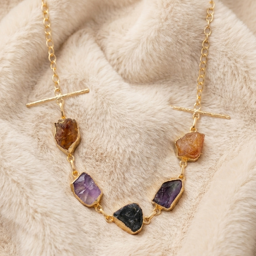 Gold Plated Semi Precious Stones Choker