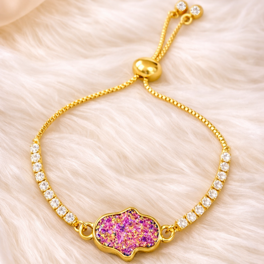 Dazzling Gold-Plated Hamsa Bracelet