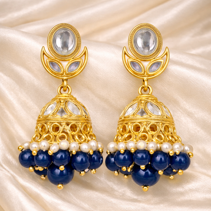 Gold Plated Kundan Jhumki Earrings