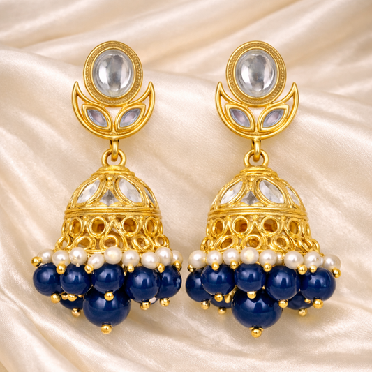 Gold Plated Kundan Jhumki Earrings