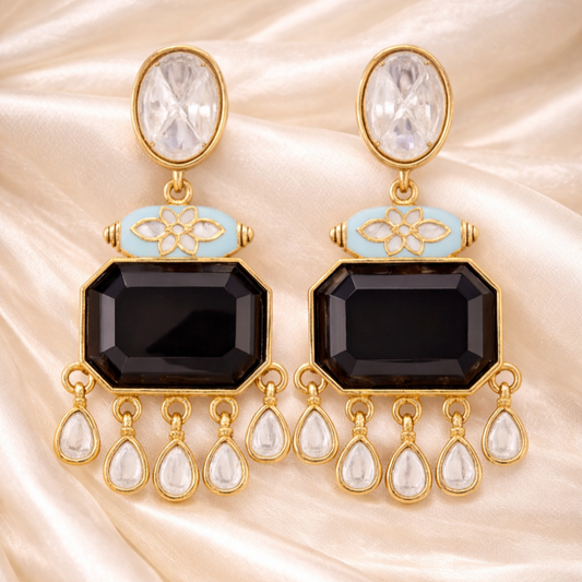 Gold Plated Meenakari Drop Earrings