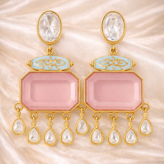 Gold Plated Meenakari Drop Earrings