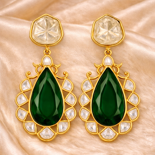 Gold Plated Green Topaz Earrings