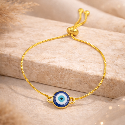 Gold-Plated Evil Eye Adjustable Bracelet