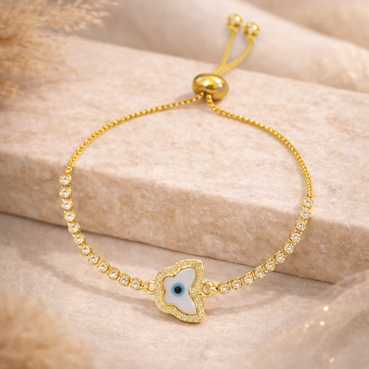 Evil Eye Butterfly Bracelet with Cubic Zirconia
