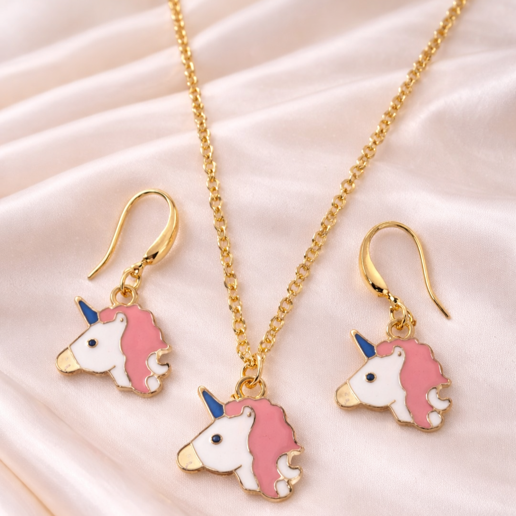 Gold-Plated Unicorn Pendant Set
