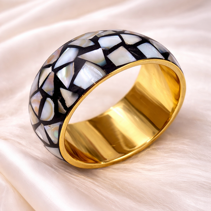 Gold Plated Aurora Stone Chip Bangle