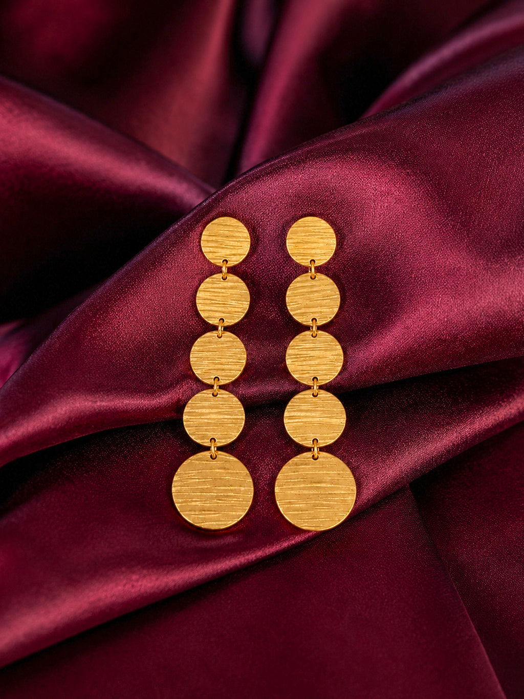Gold Plated Moon Disc Earrings