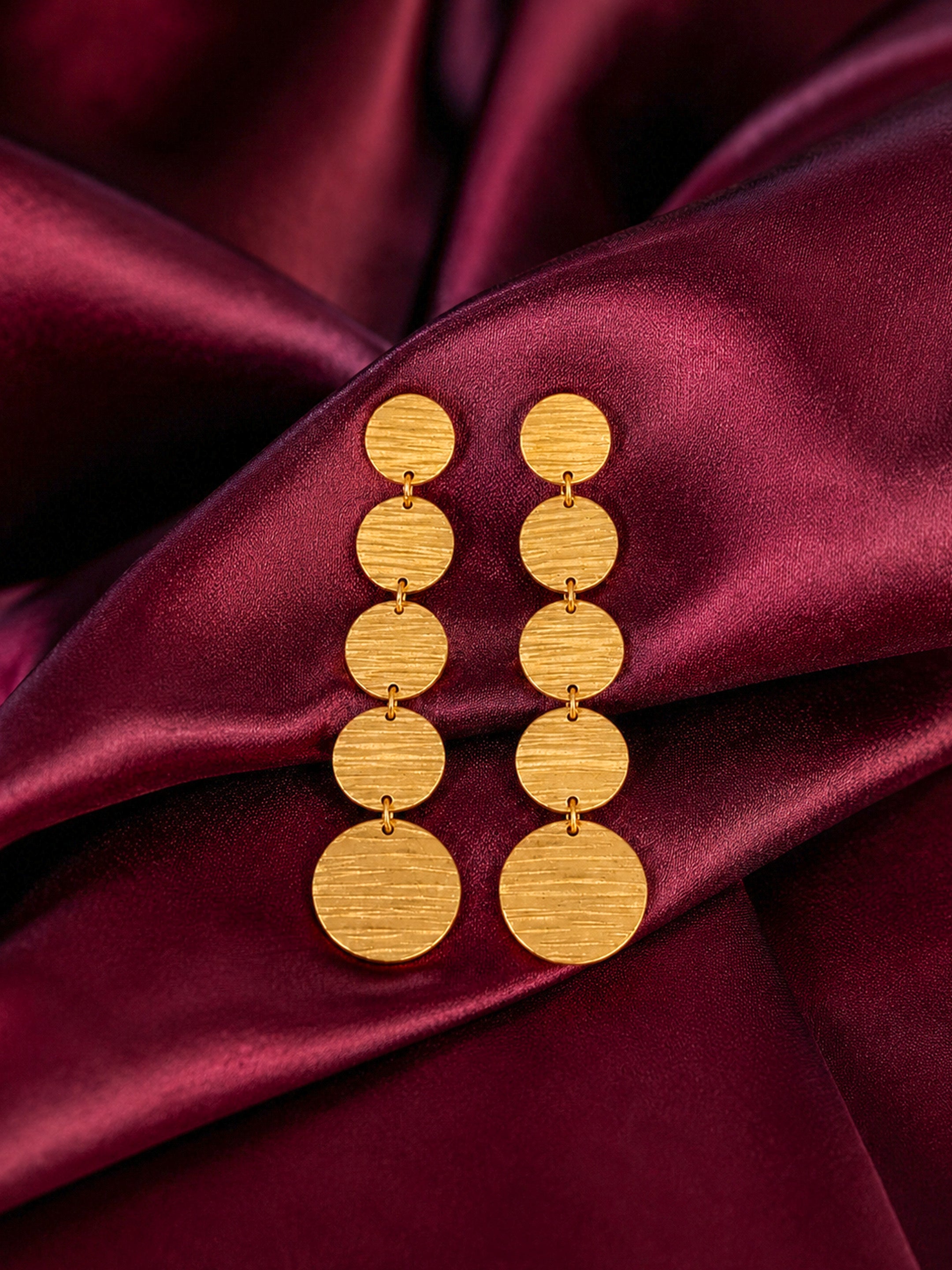 Gold Plated Moon Disc Earrings