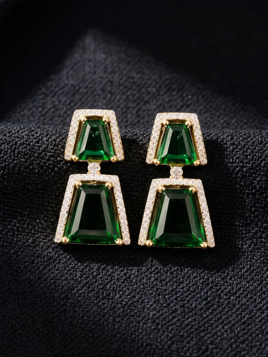 Gold Plated Green Topaz Earrings