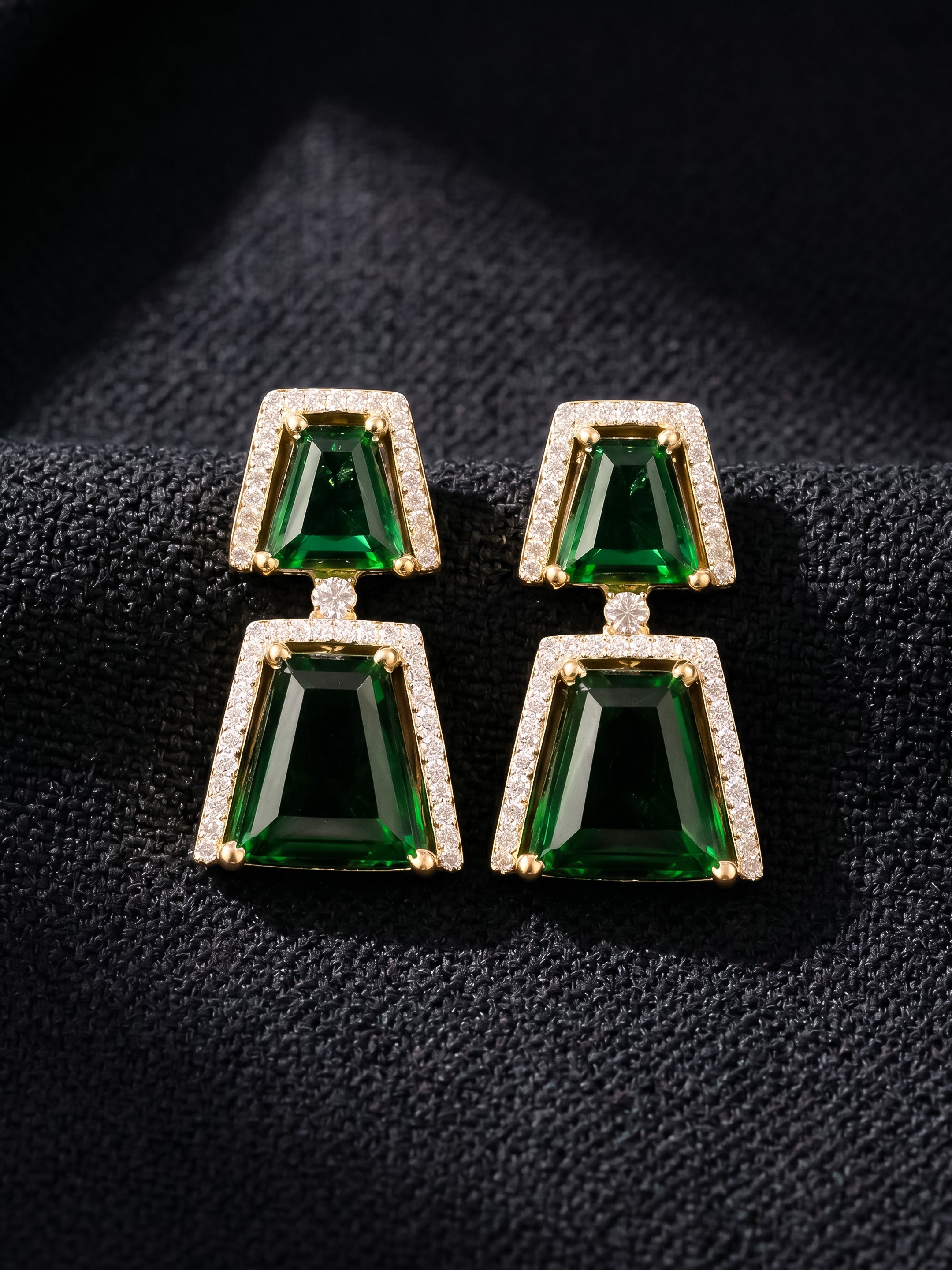 Gold Plated Green Topaz Earrings