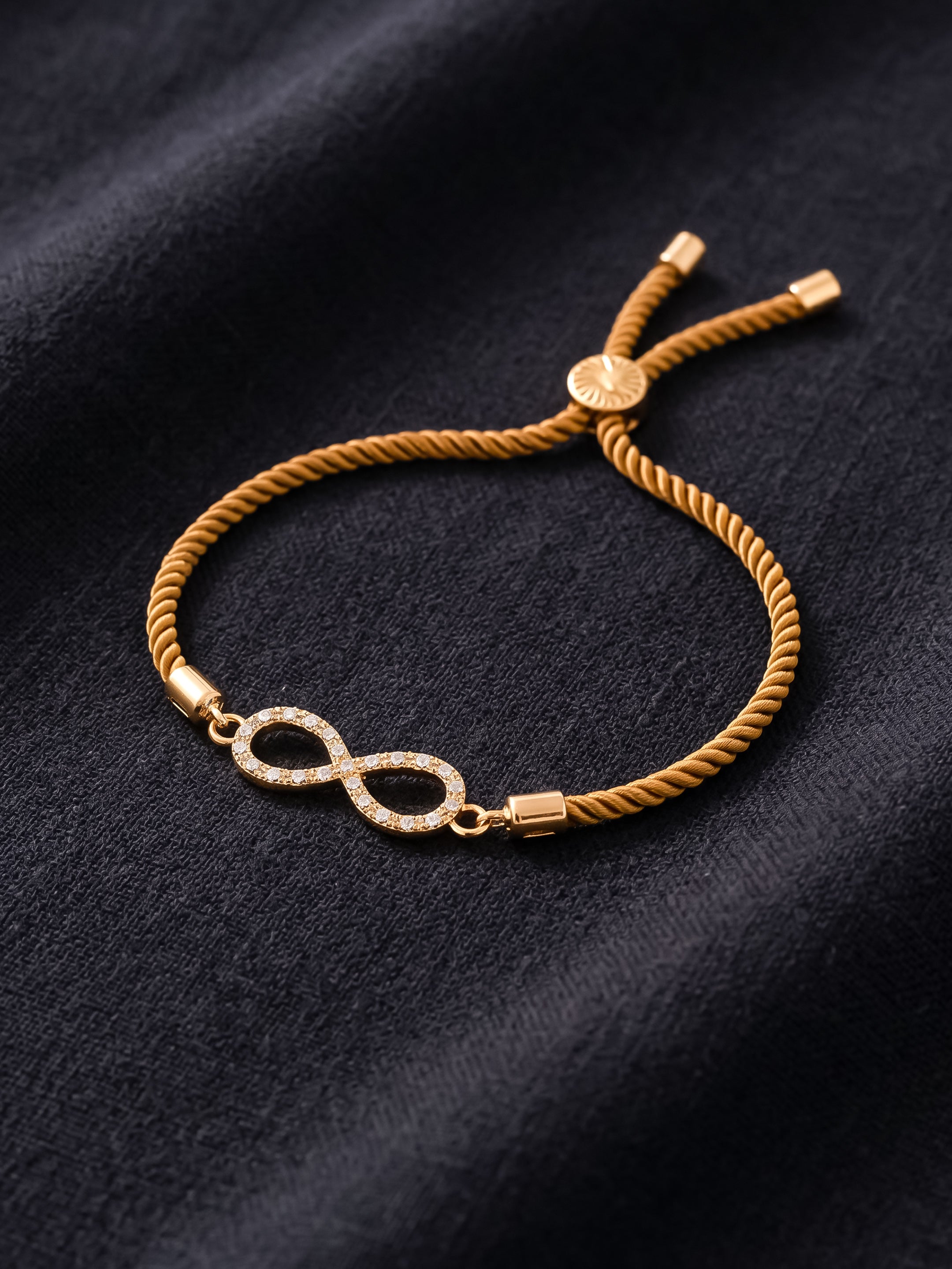 Bdiva 18k Gold-Plated Adjustable Infinity Bracelet with Cubic Zirconia