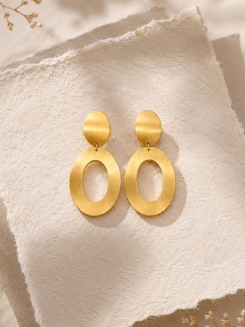 Gold Plated Double Oval Earrings