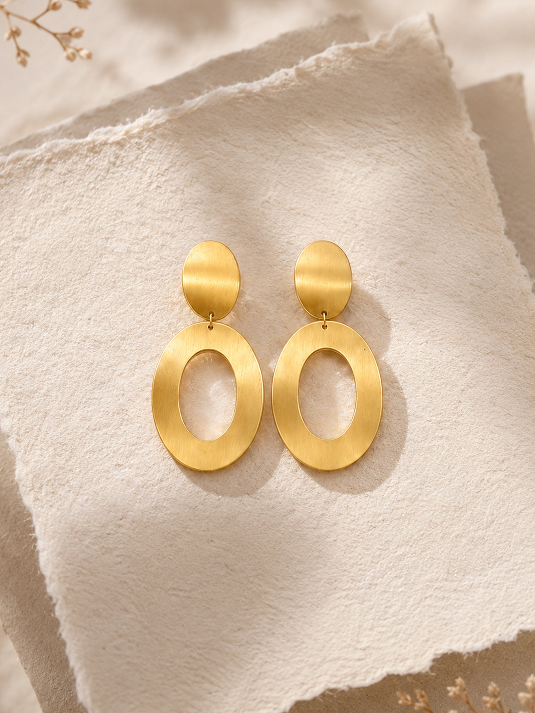 Gold Plated Double Oval Earrings