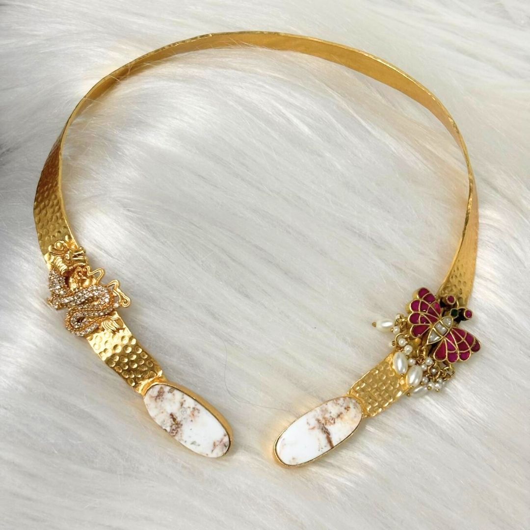 Butterfly Gold-Plated Open Collar Necklace