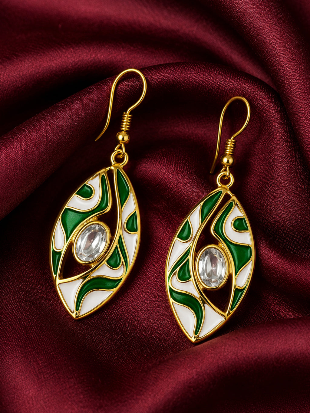 Gold-Plated Kundan Drop Earrings