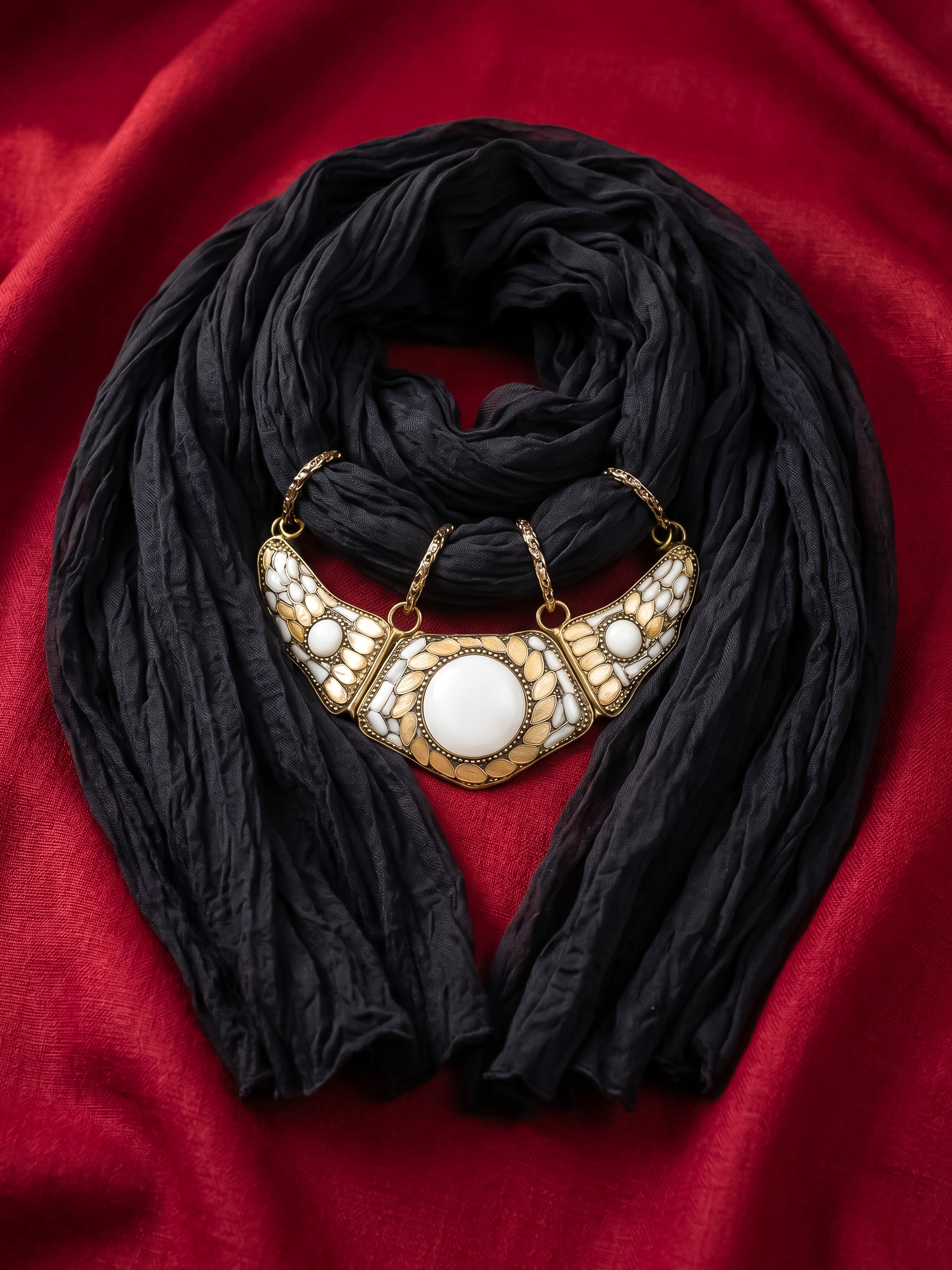 Georgette Scarf With Indian Jewelry